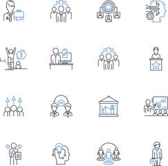 Immersion and attachment line icons collection. Involvement, Bond, Absorption, Connection, Enthrallment, Engagement, Passion vector and linear illustration. Devotion,Infatuation,Captivation outline
