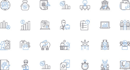 Leadership style line icons collection. Autocratic, Visionary, Collaborative, Charismatic, Authoritative, Transformational, Servant vector and linear illustration. Laissez-faire,Directive