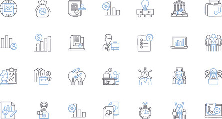Obraz premium Leadership style line icons collection. Autocratic, Visionary, Collaborative, Charismatic, Authoritative, Transformational, Servant vector and linear illustration. Laissez-faire,Directive