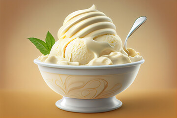 homemade vanilla and banana ice cream. Generative Ai