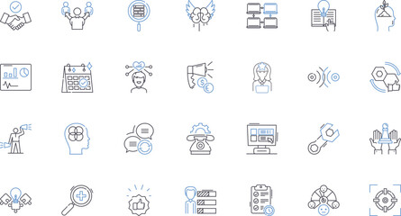 Collaborative effort line icons collection. Synergy, Partnership, Collaboration, Teamwork, Unity, Co-creation, Jointly vector and linear illustration. Co-work,Partnership,Cooperation outline signs set