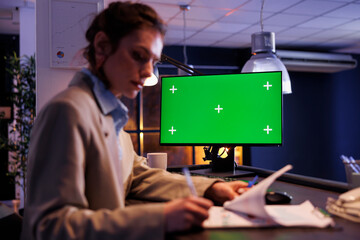 Businesswoman checking papers with financial report before start planning company strategy, working...
