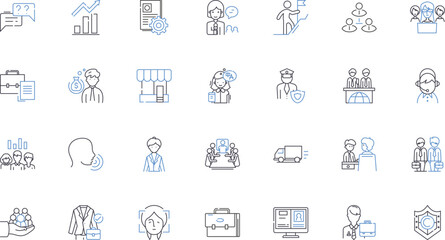 Trade live line icons collection. Exchange, Auction, Barter, Deal, Swap, Commerce, Market vector and linear illustration. Trading,Negotiate,Bid outline signs set