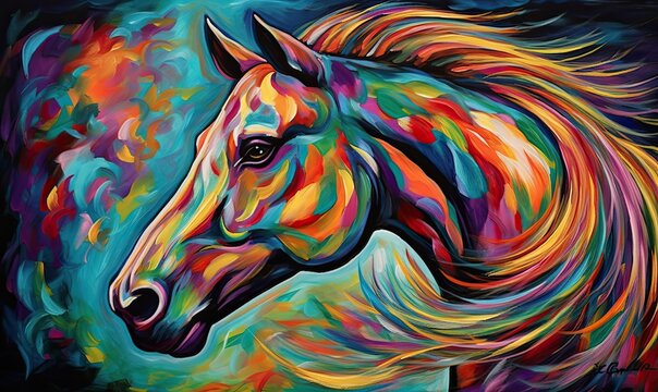 Afbeeldingen over Horse Abstract Painting Blader in stockfoto s