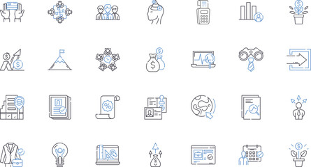 Customer management line icons collection. Satisfaction, Engagement, Retention, Loyalty, Communication, Feedback, Insight vector and linear illustration. Complaints,Responsiveness,Appreciation outline