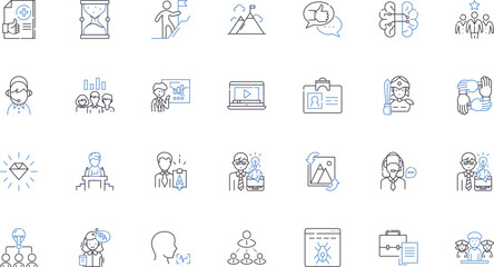 Workforce optimization line icons collection. Efficiency, Productivity, Performance, Automation, Streamlining, Management, Metrics vector and linear illustration. Analytics,Optimization,Scheduling