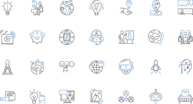 Novelty strategies line icons collection. Innovation, Uniqueness, Creativity, Originality, Novelty, Differentiation, Diversity vector and linear illustration. Inventiveness,Ingenuity,Avant-garde