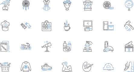 Hospitality sector line icons collection. Service, Comfort, Experience, Luxury, Staycation, Reception, Destination vector and linear illustration. Host,Amenities,Cuisine outline signs set