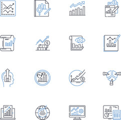 Information design line icons collection. Clarity, Visuals, Layout, Typography, Hierarchy, Color, Contrast vector and linear illustration. Consistency,Simplicity,Unity outline signs set