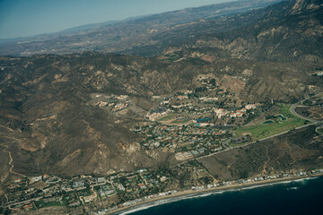 Aerial view of Leo Carrillo State Park and Pacific Coast in Malibu, California.
