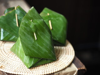 banana leaf wrapper package for Thai traditional dessert
