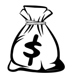 Dollar sack png line drawing icon symbol | Bag with money transparent icon