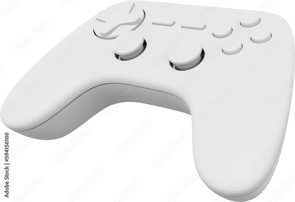 Poster realistic console game controller. white png icon on transparent background. 3d rendering.