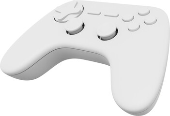 Realistic console game controller. White PNG icon on transparent background. 3D rendering.