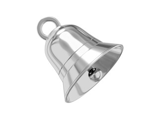 Bell metal silver, notification symbol. 3D rendering. Icon on white background.