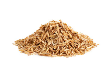 pile of rice Husk or Hull isolated on white background. heap of rice Husk or Hull isolated on white background. rice Husk or Hull isolated                              