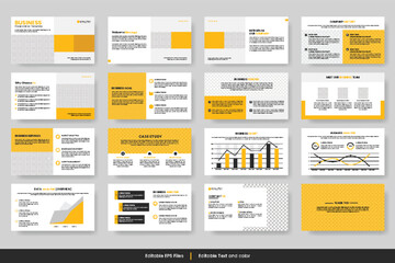 Business presentation slides template Vector, minimalist slide layout template Design, Business slide with yellow and dark color, Corporate presentation slide for Business organization
