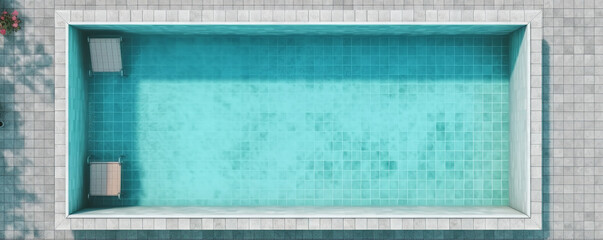 top view of swimming pool with empty space, 3D rendering - Generative AI