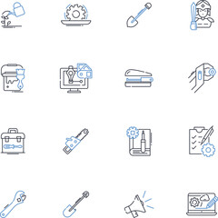 Geospatial analysis line icons collection. Cartography, GIS, Spatial, Mapping, Location, Geographic, Topography vector and linear illustration. Proximity,Remote-sensing,Boundaries outline signs set