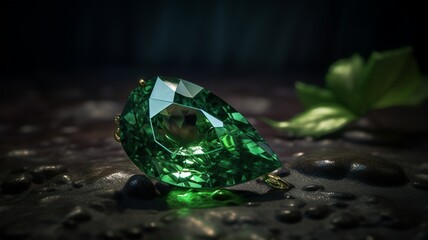 Emerald Elegance - A pear-shaped green diamond