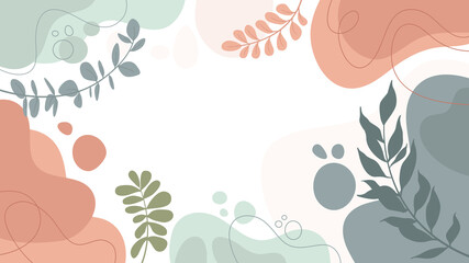 Design banner frame background .Colorful poster background vector illustration.Exotic plants, branches,art print for beauty, fashion and natural products,wellness, wedding and event.