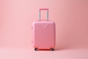 pink suitcase, travel vacation concept with empty space photo, minimal style, isolated background - Generative AI