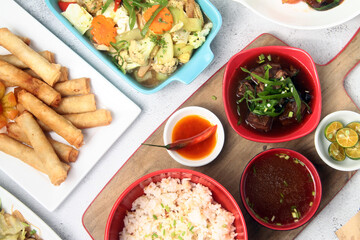 Freshly cooked assorted famous Filipino food