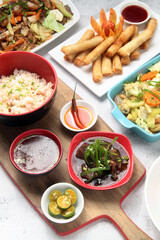 Freshly cooked assorted famous Filipino food