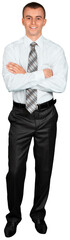 Young Businessman Standing with Arms Folded - Isolated