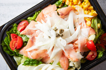 salad with salmon and vegetables