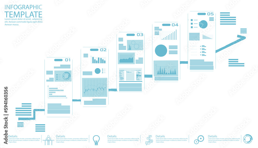 Wall mural online stock trading. app screen smartphone design template application interface with flat illustra