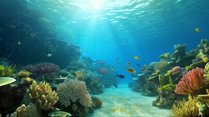 Fototapeta na wymiar Beautiful sea reef background. Illustration Generative AI.