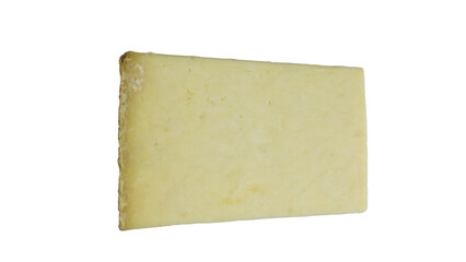 tranche de fromage Laguiole, en gros plan, isol&eacute; sur un fond blanc