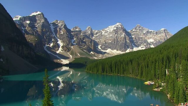 Moraine Lake im Valley of the Ten Peaks, Banff Nationalpark, Alberta, Kanada, Rocky Mountains