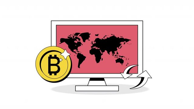 bitcoin in desktop investment animation
