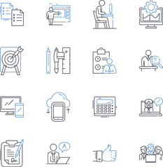 Joint venture line icons collection. Collaboration, Partnership, Synergy, Alliance, Cooperation, Relationship, Venture vector and linear illustration. Teamwork,Unity,Support outline signs set