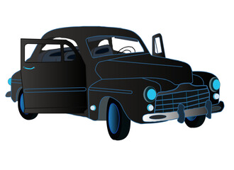 Black shines in the vintage style of a taxi of the last century