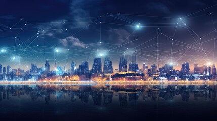 Smart city and abstract dot point connect. Generative AI