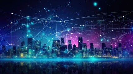 Smart city and abstract dot point connect. Generative AI
