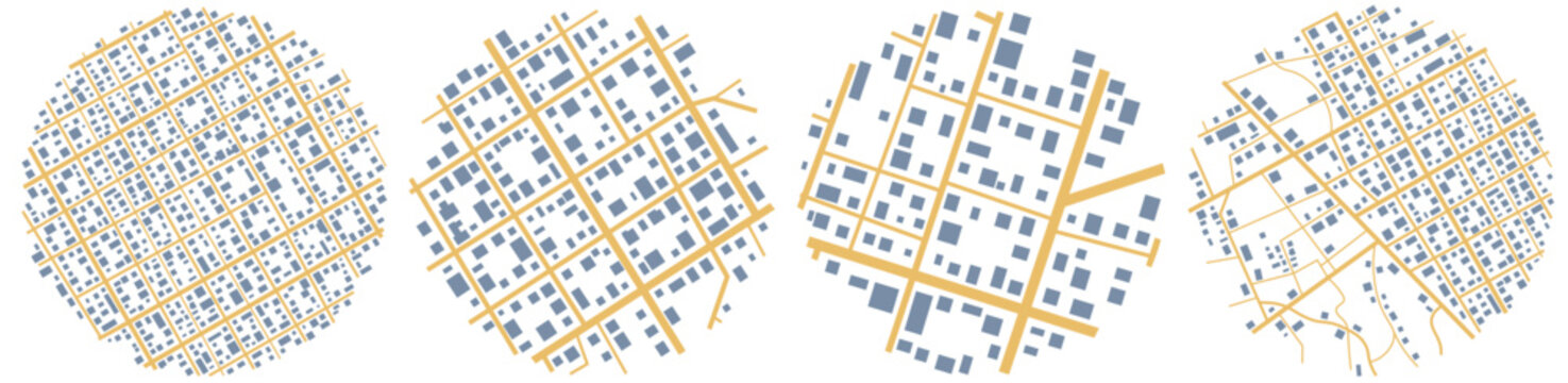 Abstract City Maps, Background. Top View, View From Above. Fictional District Plan. Quarter Residential Buildings. Vector, Illustration Isolated On White.