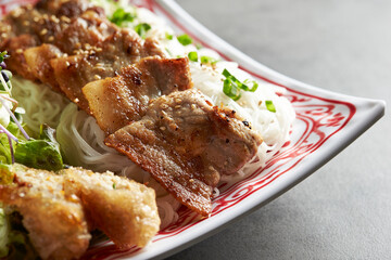 bun cha, grilled pork rice noodles and herbs