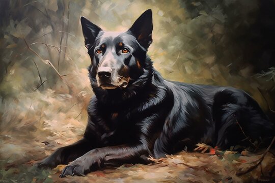Dog oil painting. Generative AI