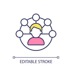 Genealogy RGB color icon. Family tree. Personal pedigree. Ancestors and descendant. Tracing family history. Isolated vector illustration. Simple filled line drawing. Editable stroke