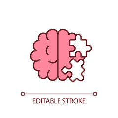 Cognitive abilities RGB color icon. Problem solving skills. Critical thinking. Learning and memory. Solve riddles. Isolated vector illustration. Simple filled line drawing. Editable stroke