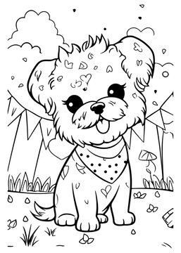 A meditative exercise, Coloring book anti-stress for all ages, Dog coloring pages, Puppy coloring pages,  Animal Coloring page for Children