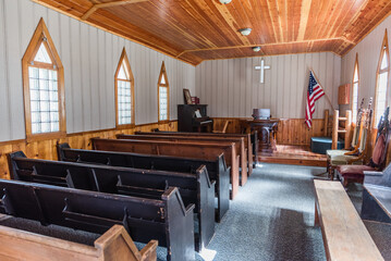 Pews Inside Small Country Church