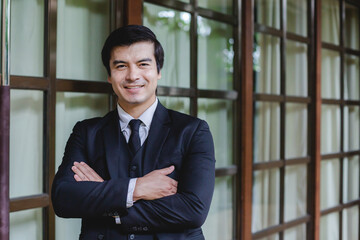 portrait man smart business person lifestyle, professional executive businessman in suit at office