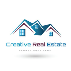 Real Estate Logo Design. Creative abstract real estate icon logo and business card template.