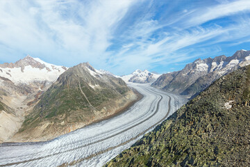  view of the Aletsch glacier in the swiss alps