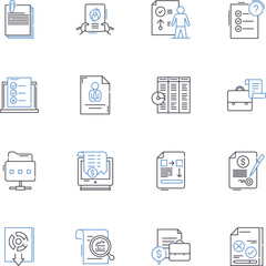 Law corporation line icons collection. Legal, Advocate, Attorney, Litigator, Counsel, Jurist, Barrister vector and linear illustration. Solicitor,Mediator,Arbitrator outline signs set